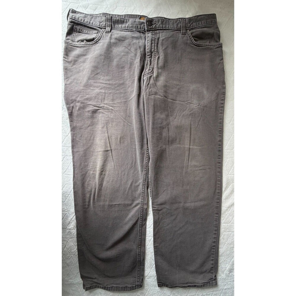 Carhartt 102517 Mens 42x30 Relaxed Fit Canvas Work Pants Gray Stretch Utility